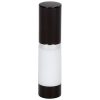 Airless Bottle, Black Cap, Shiny Silver Collar, White Body, 15 mL