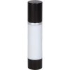 Airless Bottle, Black Cap, Shiny Silver Collar, White Body, 50 mL