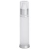 Airless Bottle, Clear Cap, Matte Silver Collar, Frosted Body, 50mL