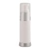 Airless Bottle, Clear Cap, Matte Silver Collar, White Body, 30 mL