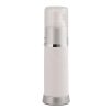 Airless Bottle, Clear Cap, Matte Silver Collar, White Body, 50 mL