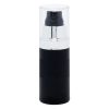 Airless Bottle, Clear Cap, Shiny Silver Collar, Matte Black Body, 30mL