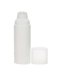 Airless Bottle, Frosted Cap, White Collar, White Body, 50mL