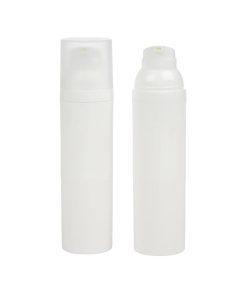 Airless Bottle, Frosted Cap, White Collar, White Body, 75mL