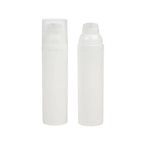 Airless Bottle, Frosted Cap, White Collar, White Body, 75mL