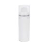Airless Bottle, Frosted Cap with Matte Silver Band, White Collar, White Body, 50mL