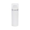 Airless Bottle, Frosted Cap with Matte Silver Band, White Collar, White Body, 75mL