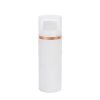 Airless Bottle, Frosted Cap with Shiny Rose Gold Band, White Collar, White Body, 30mL