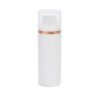 Airless Bottle, Frosted Cap with Shiny Rose Gold Band, White Collar, White Body, 50mL