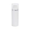 Airless Bottle, Frosted Cap with Shiny Silver Band, White Collar, White Body, 30mL