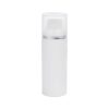 Airless Bottle, Frosted Cap with Shiny Silver Band, White Collar, White Body, 50mL
