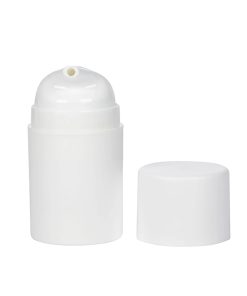 Airless Bottle, Glossy White Cap, Pump and Body, 50mL
