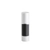 Airless Bottle, Matte Silver Cap, Shiny Silver Collar, Black Body, 30 mL