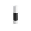 Airless Bottle, Matte Silver Cap, Shiny Silver Collar, Black Body, 50 mL