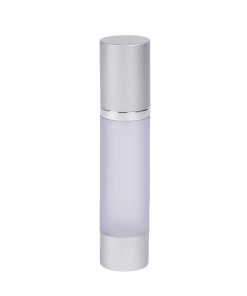 Airless Bottle, Matte Silver Cap, Shiny Silver Collar, Frosted Body, 50 mL
