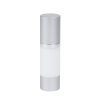 Airless Bottle, Matte Silver Cap, Shiny Silver Collar, White Body, 30 mL
