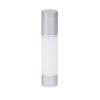Airless Bottle, Matte Silver Cap, Shiny Silver Collar, White Body, 50 mL