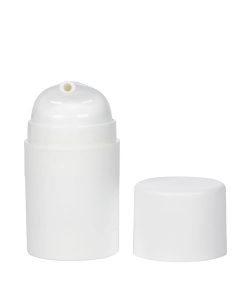 Airless Bottle, Matte White Cap, Glossy White Pump and Collar, Matte White Body, 50mL