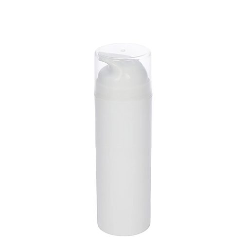 Airless Bottle, Natural Cap, White Pump, White Body, 150mL
