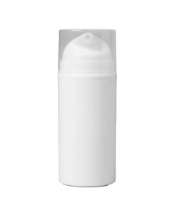 Airless Bottle, Natural Cap, White Pump, White Body, 30mL