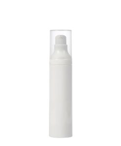 Airless Bottle, Natural Cap, White Pump, White Body, 50mL