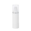 Airless Bottle, Natural Cap with Matte Silver Band, White Pump, White Body, 30mL