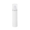 Airless Bottle, Natural Cap with Matte Silver Band, White Pump, White Body, 50mL