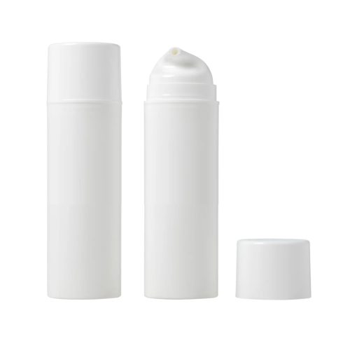 Airless Bottle, White Cap, White Pump, White Glossy Body, 150 mL