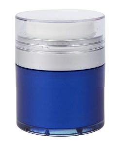 Airless Jar Clear Cap Matte Silver Collar Blue Body PP Inner Cup 30 mL