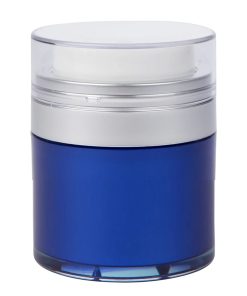 Airless Jar Clear Cap Matte Silver Collar Blue Body PP Inner Cup 50 mL