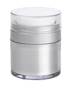 Airless Jar Clear Cap Matte Silver Collar Platinum Body PP Inner Cup 15 mL