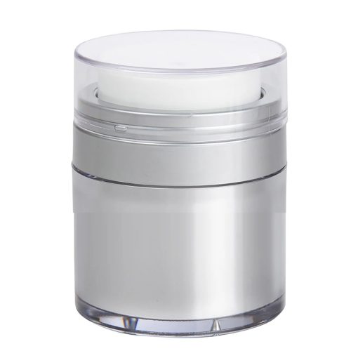 Airless Jar Clear Cap Matte Silver Collar Platinum Body PP Inner Cup 15 mL