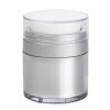 Airless Jar, Clear Cap, Matte Silver Collar, Platinum Body, PP Inner Cup, 50 mL