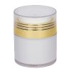 Airless Jar, Clear Cap, Shiny Gold Collar, Opaque White Body, PP Inner Cup, 30 mL