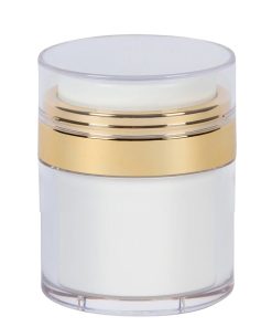 Airless Jar Clear Cap Shiny Gold Collar PP Inner Cup 15 mL