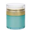 Airless Jar Clear Cap Shiny Gold Collar Teal Blue Body with PP Inner Cup 30 mL