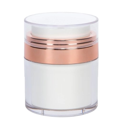 Airless Jar Clear Cap Shiny Rose Gold Collar PP Inner Cup 50 mL