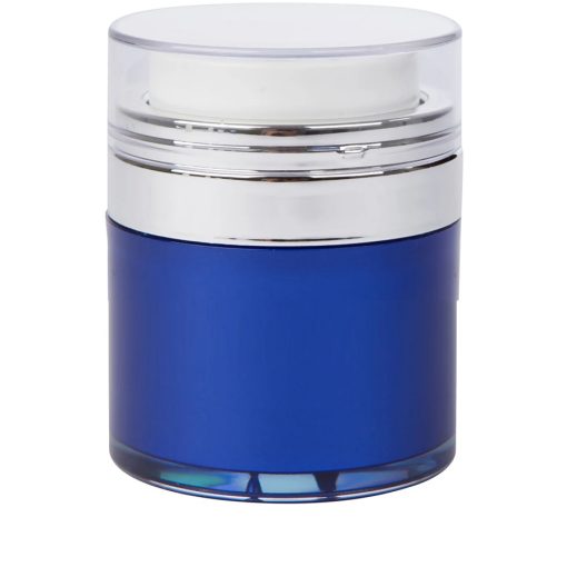 Airless Jar Clear Cap Shiny Silver Collar Blue Body PP Inner Cup 50 mL