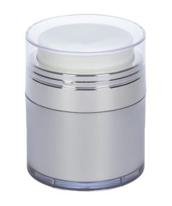 Airless Jar Clear Cap Shiny Silver Collar Platinum Body 15 mL