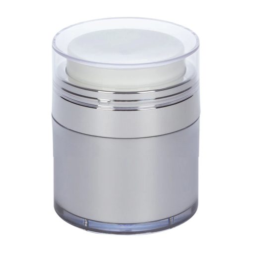 Airless Jar Clear Cap Shiny Silver Collar Platinum Body 15 mL