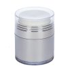 Airless Jar, Clear Cap, Shiny Silver Collar, Platinum Body, PP Inner Cup, 30 mL