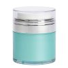 Airless Jar, Clear Cap, Shiny Silver Collar, Teal Blue Body, PP Inner Cup, 50 mL