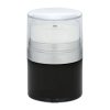 Airless Jar, Clear Cap, Tall White Pump, Matte Silver Collar, Black Body, PP Inner Cup, 30 mL