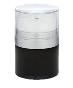 Airless Jar Clear Cap Tall White Pump Matte Silver Collar Black Body PP Inner Cup 50 mL