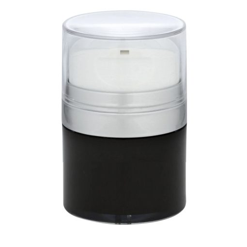 Airless Jar Clear Cap Tall White Pump Matte Silver Collar Black Body PP Inner Cup 50 mL