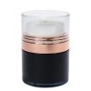 Airless Jar, Clear Cap, Tall White Pump, Rose Gold Collar, Black Body, PP Inner Cup, 30 mL