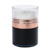 Airless Jar, Clear Cap, Tall White Pump, Rose Gold Collar, Black Body, PP Inner Cup, 50 mL