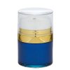 Airless Jar Clear Cap Tall White Pump Shiny Gold Collar Blue Body PP Inner Cup 50 mL