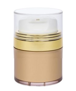 Airless Jar Clear Cap Tall White Pump Shiny Gold Collar Gold Body 50 mL