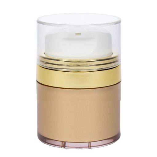 Airless Jar Clear Cap Tall White Pump Shiny Gold Collar Gold Body 50 mL